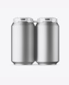 Pack with 4 Matte Metallic Aluminium Cans with Plastic Holder Mockup