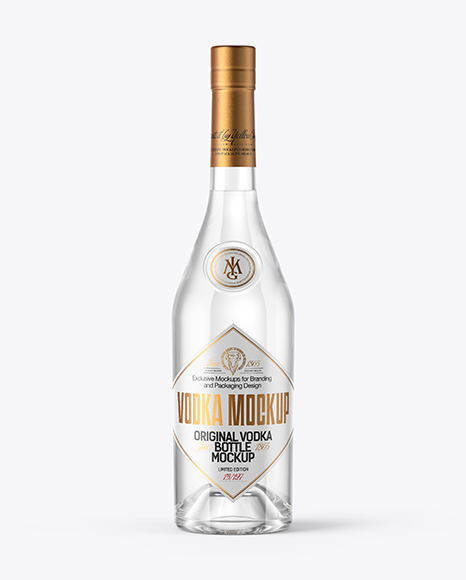 Vodka Bottle with Wooden Cap Mockup