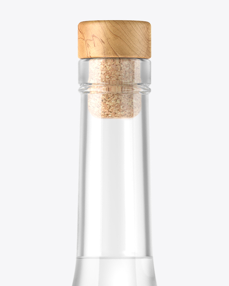 Vodka Bottle with Wooden Cap Mockup