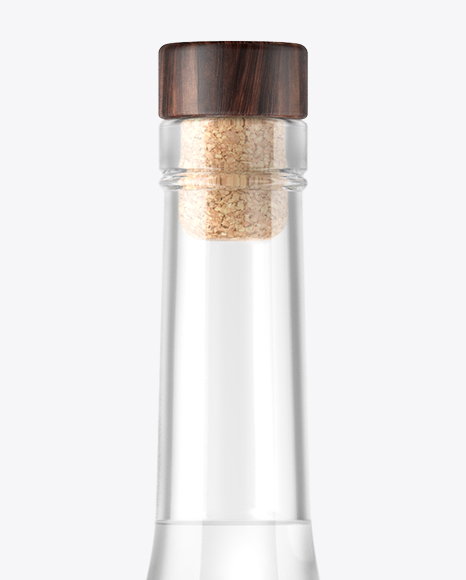 Vodka Bottle with Wooden Cap Mockup