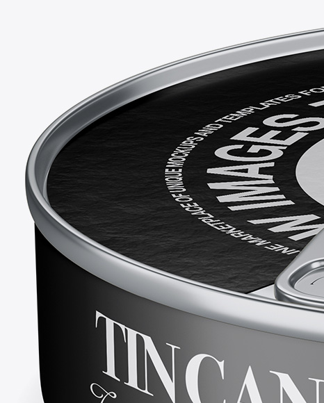 Metallic Tin Can Mockup - Front View (High Angle Shot)