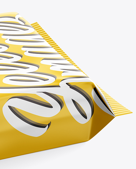 Snack Package Mockup - Half Side View (High-Angle Shot)