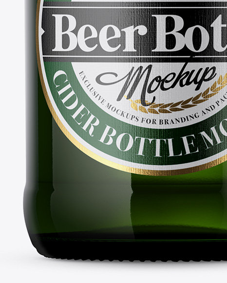 Dark Green Beer Bottle Mockup