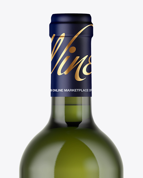 Green Glass Bottle With White Wine Mockup