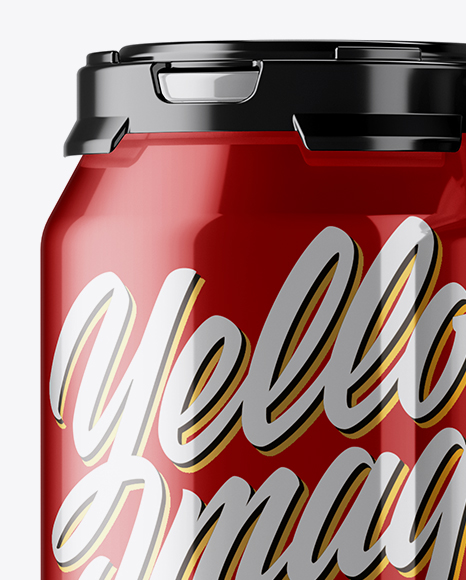 Pack with 4 Metallic Aluminium Cans with Plastic Holder Mockup - Half Side View