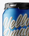 Pack with 4 Matte Metallic Aluminium Cans with Plastic Holder Mockup - Half Side View