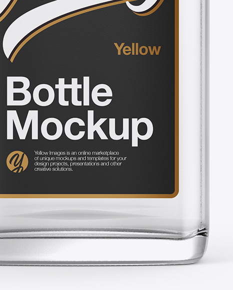 Clear Glass Bottle Mockup - Front View