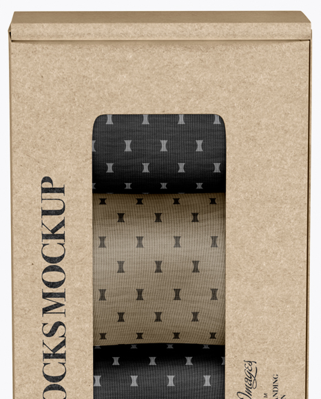 Kraft Paper Box With Socks Mockup