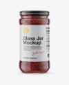 Glass Jar with Raspberry Jam Mockup