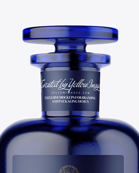 Blue Glass Bottle Mockup