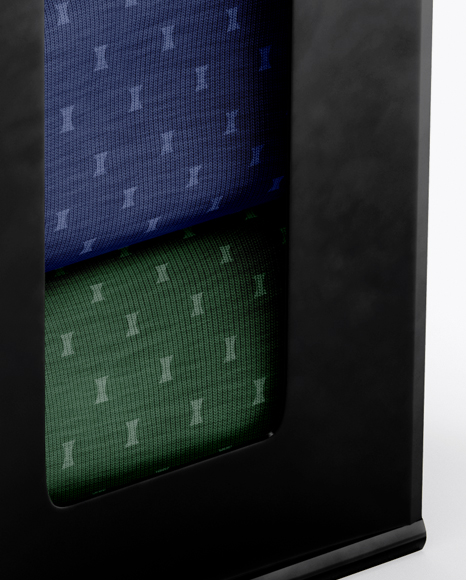 Glossy Paper Box With Socks Mockup - Half Side View (High-Angle Shot)