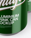 Pack with 4 Glossy Aluminium Cans with Plastic Holder Mockup - Half Side View (High-Angle Shot)