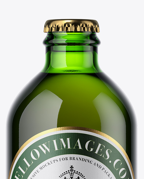 Green Bottle With Dark Beer Mockup
