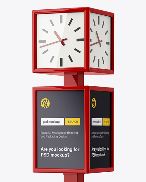 City Clock Advertising Mockup - Half Side View