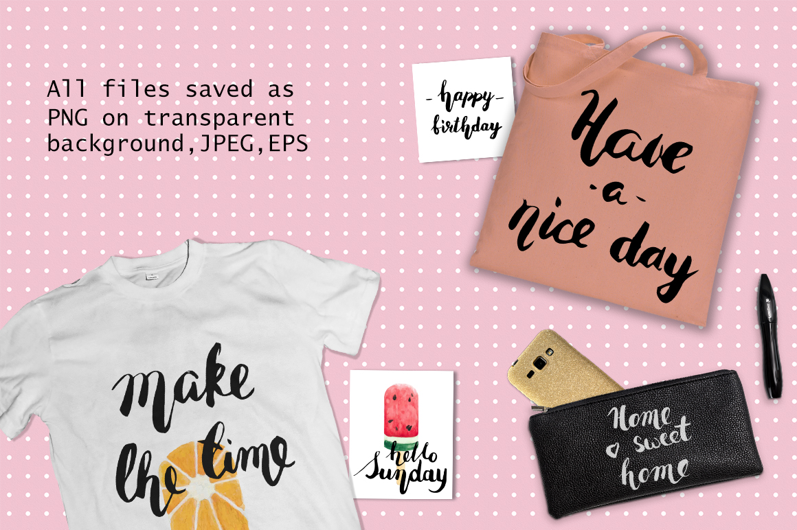 Ice cream - watercolor and lettering set Ice cream - watercolor and lettering set