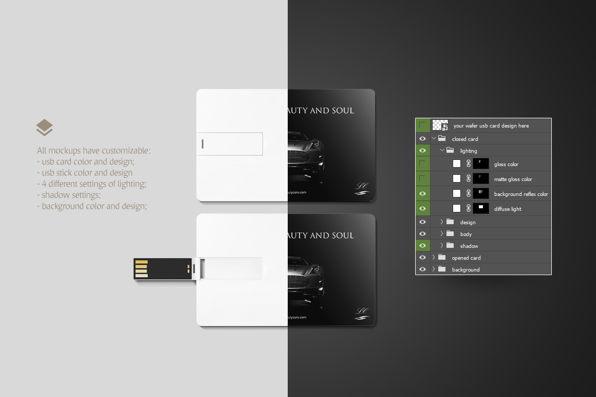 Wafer USB Wallet Card Mockup