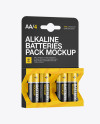 4 Pack Battery AA Mockup - Half Side View