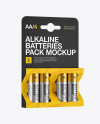 4 Pack Metal Battery AA Mockup - Half Side View