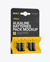 4 Pack Mat Battery AAA Mockup - Halfside View