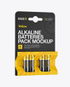 4 Pack Battery AAA Mockup - Halfside View