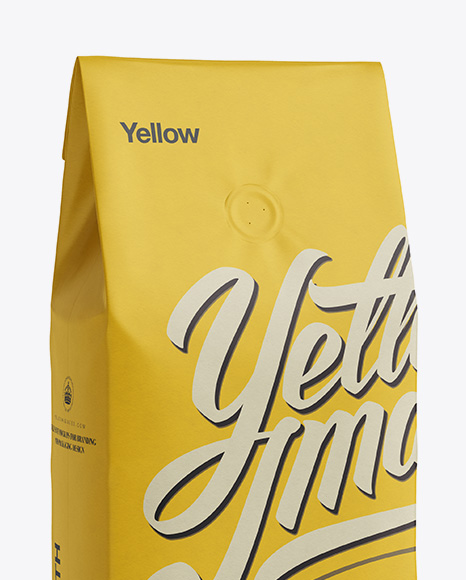 Coffee Bag With Valve Mockup - Half-Turned View