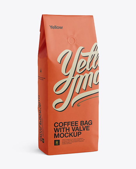 Coffee Bag With Valve Mockup - Half-Turned View