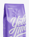 Glossy Coffee Bag With Valve Mockup - Half-Turned View