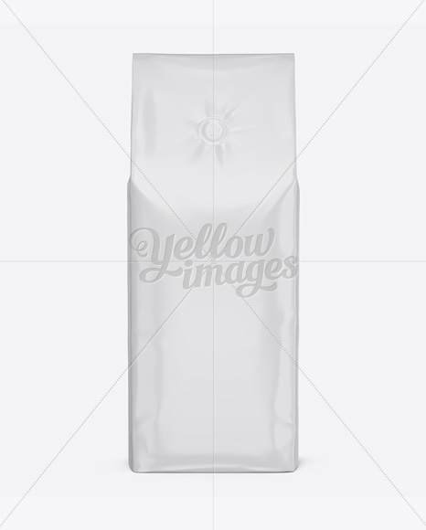 Glossy Coffee Bag With Valve Mockup - Front View