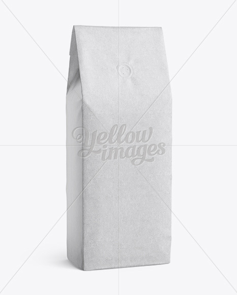 Kraft Coffee Bag With Valve Mockup - Half-Turned View