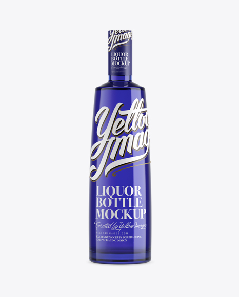 Blue Glass Liquor Bottle Mockup