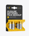 2 Pack Metal Battery C Mockup - Halfside View 2 Pack Metal Battery C Mockup - Halfside View