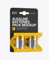 2 Pack Metal Battery C Mockup - Halfside View