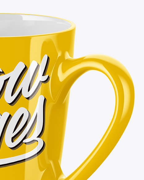 Glossy Mug Mockup - Half Side View (High-Angle Shot)