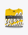 Stack of Folded T-Shirts Mockup - High-Angle Shot