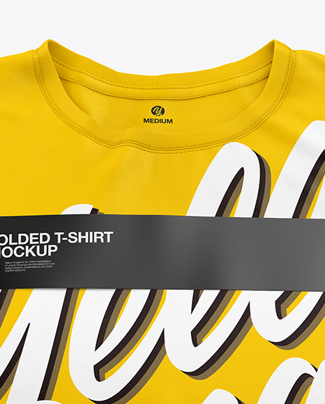 Stack of Folded T-Shirts Mockup - High-Angle Shot