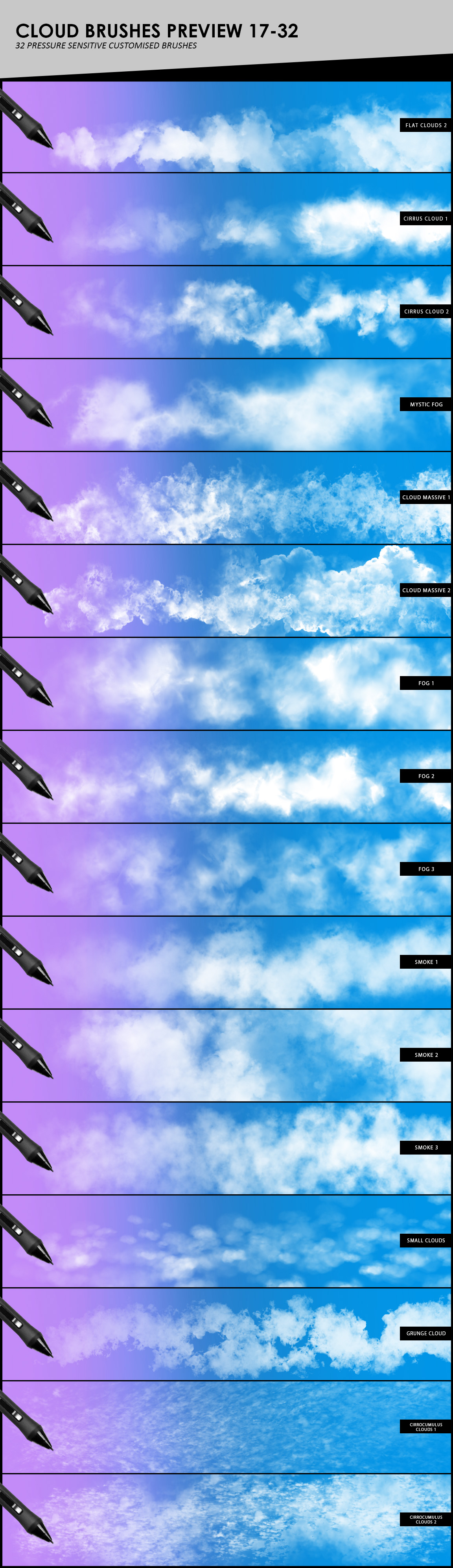 Clouds, Fog, Smoke Photoshop Brushes