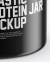 Glossy Plastic Protein Jar Mockup (High-Angle Shot)