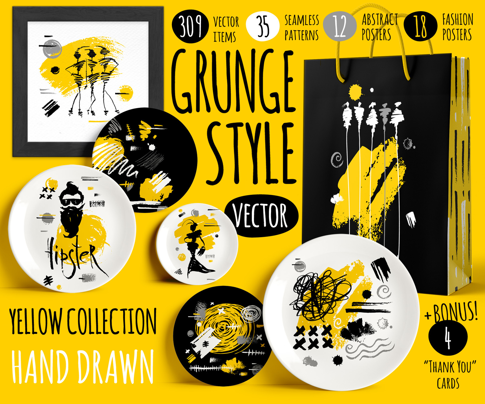 Grunge Style Yellow Collection Grunge Style Yellow Collection