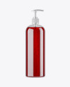 Red Gel PET Bottle with Pump Mockup