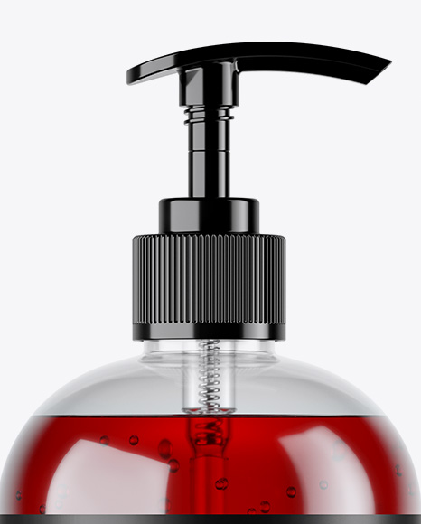 Red Gel PET Bottle with Pump Mockup Red Gel PET Bottle with Pump Mockup