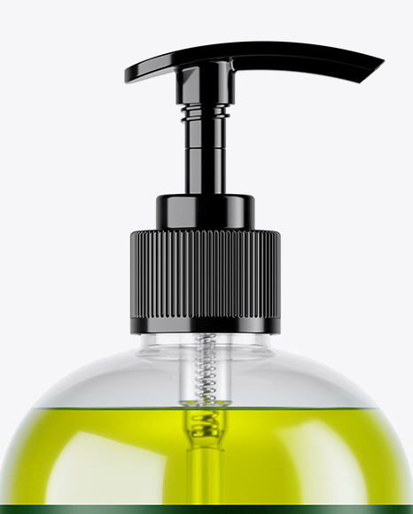 Green Liquid PET Bottle with Pump Mockup