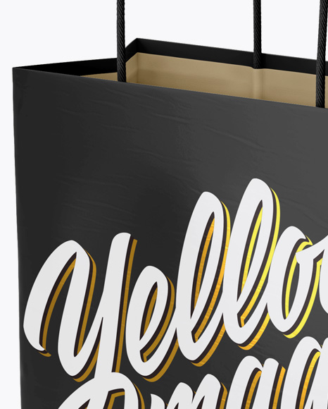 Glossy Paper Bag Mockup - Half Side View