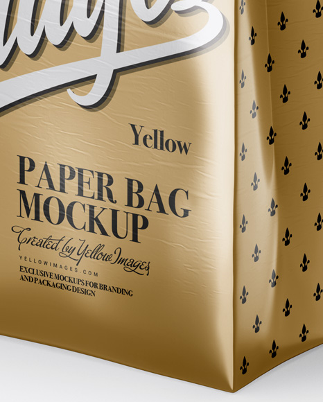 Metallic Paper Bag Mockup - Half Side View