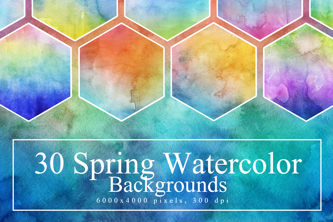 30 Spring Watercolor Backgrounds