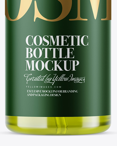 Green Liquid PET Bottle with Pump Mockup Green Liquid PET Bottle with Pump Mockup