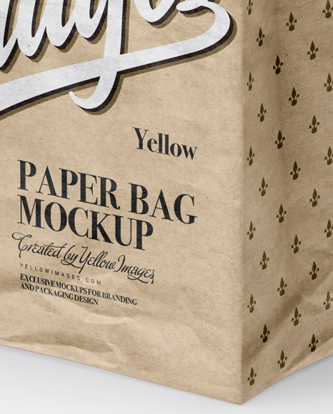 Kraft Paper Bag Mockup - Half Side View