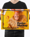 Man With A3 Poster Mockup