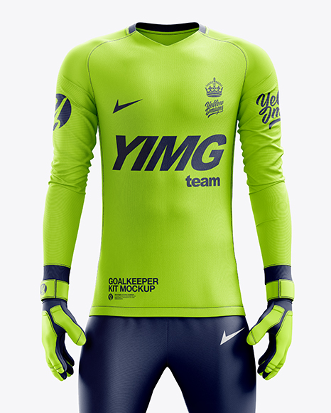 Men’s Full Soccer Goalkeeper Kit with Pants mockup (Front View)