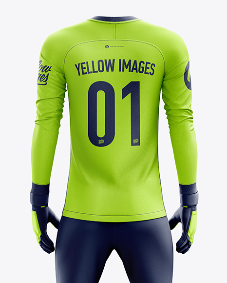 Men’s Full Soccer Goalkeeper Kit with Pants mockup (Back View)