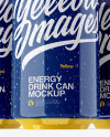 Three 330ml Glossy Aluminium Cans W/ Condensation Mockup - Hero Shot